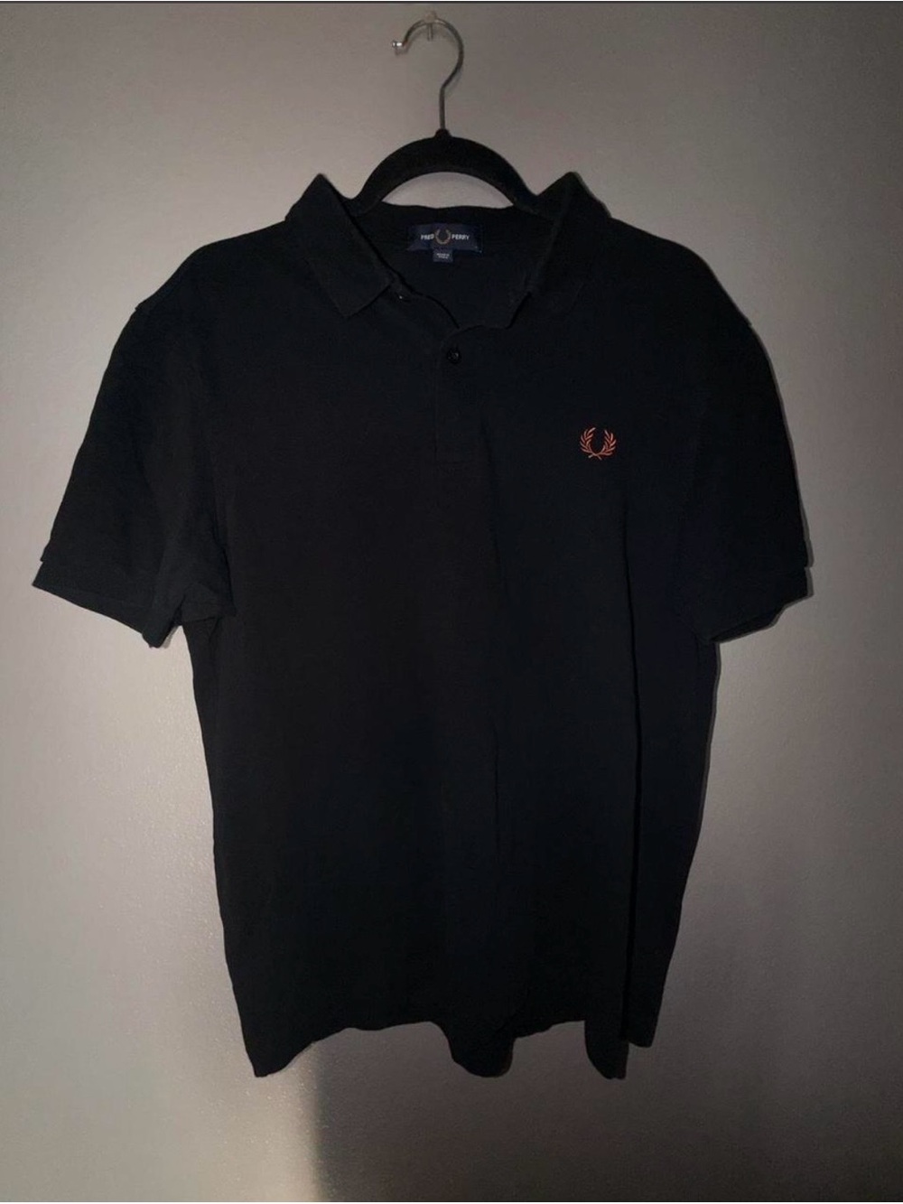 Fred Perry Black Polo with Orange Laurel Logo